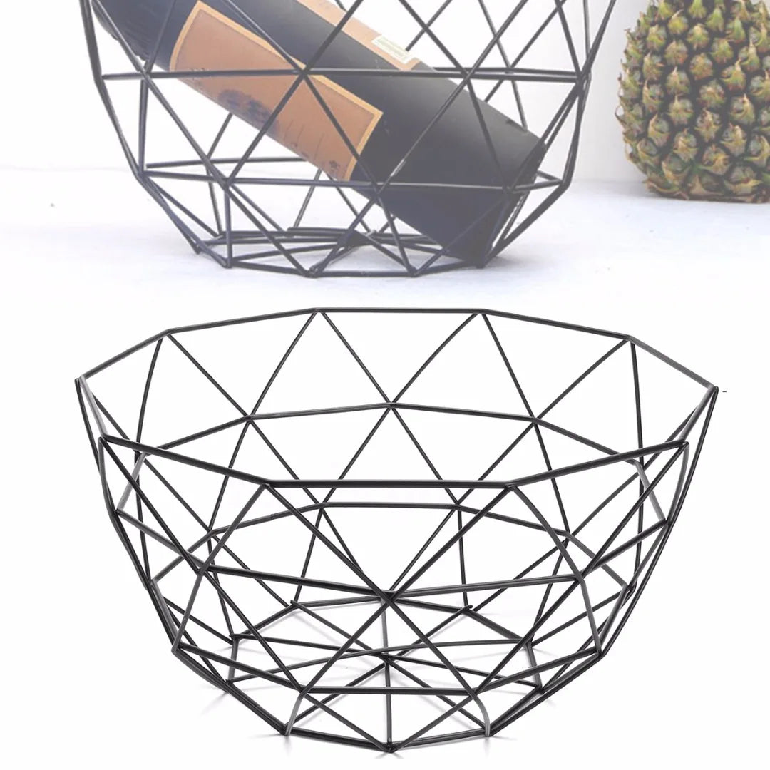 panier de rangement décoratif en fil de fer géométrique pour fruits