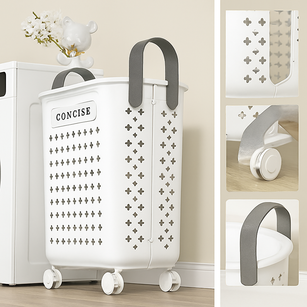 panier pliable multifonctionnel avec roulettes grande capacité rangement pratique - vue 14 sur 14