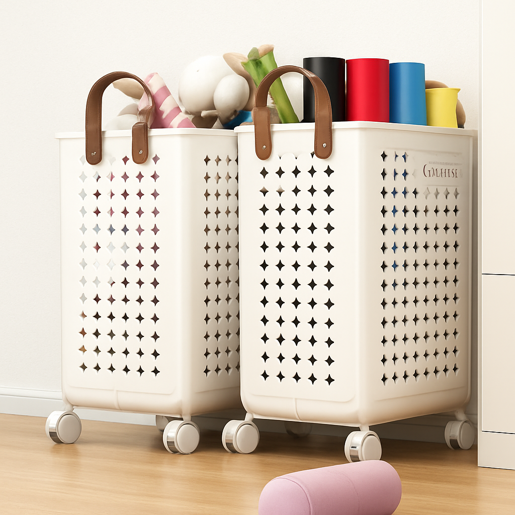 panier pliable multifonctionnel avec roulettes grande capacité rangement pratique - vue 6 sur 14