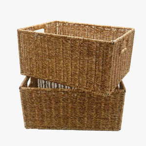 panier rectangulaire en rotin pour rangement divers
