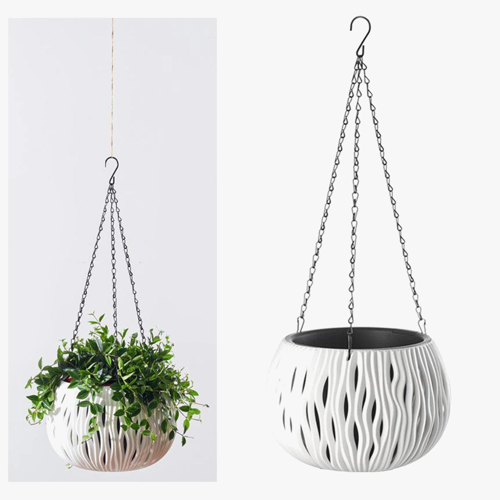 panier suspendu avec pots et arrosage automatique pour plantes