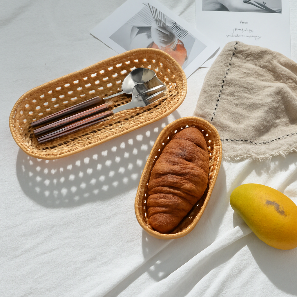 panier tissé à la main pour rangement de pain et fruits - vue 4 sur 10