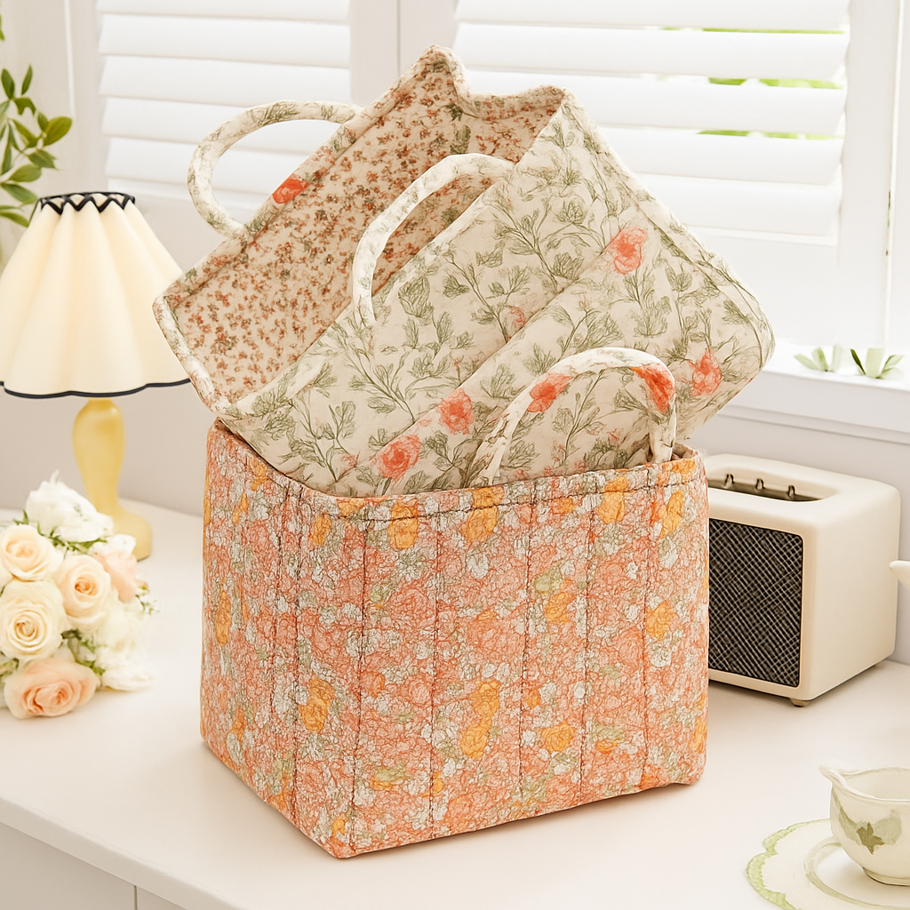 paniers de rangement en tissu grande capacité avec poignées pratiques - vue 4 sur 15