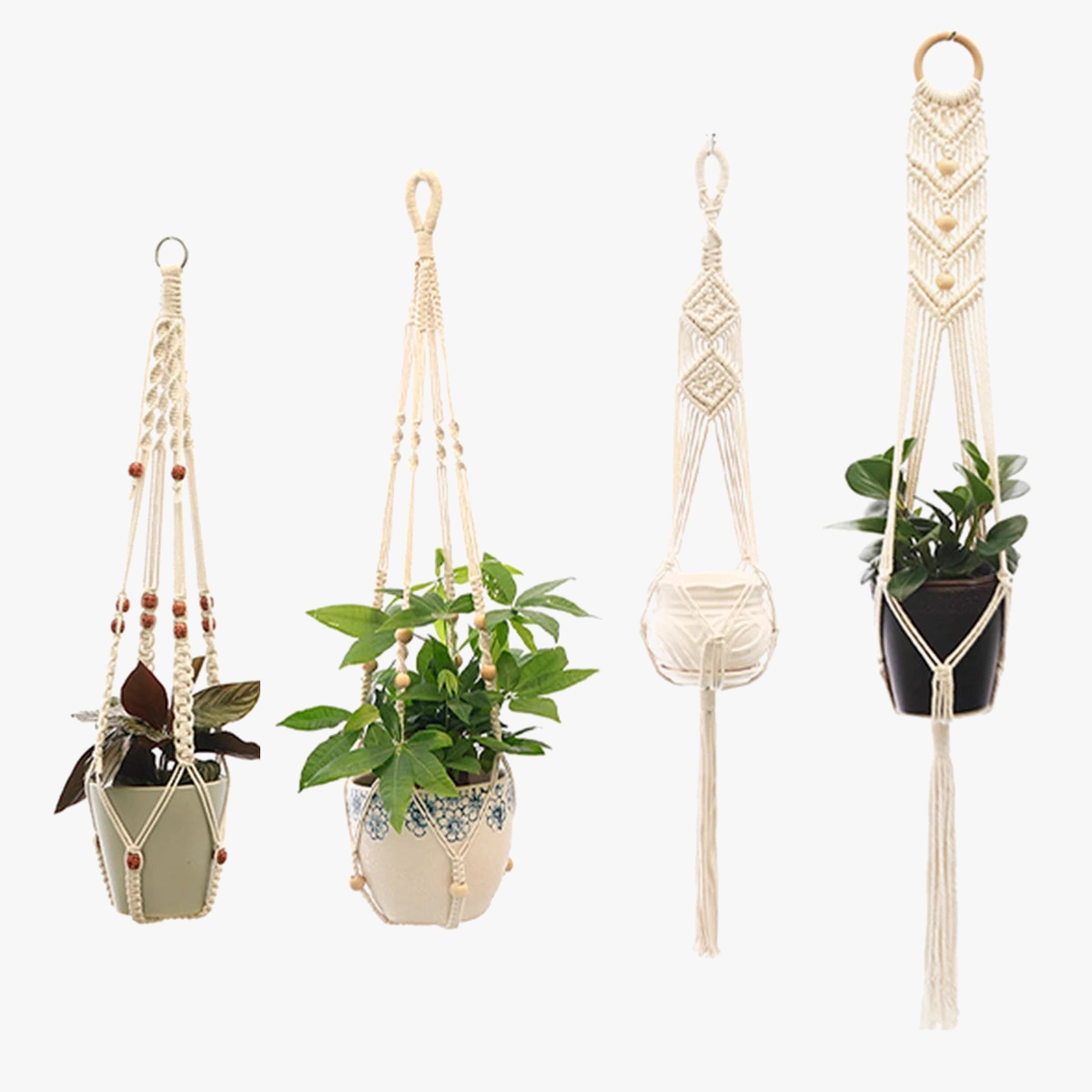 paniers suspendus en macramé pour plantes décoratives à accrocher