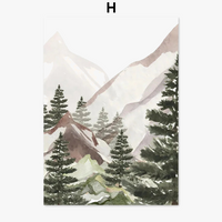 Abstract mountain forest painting for boho decor