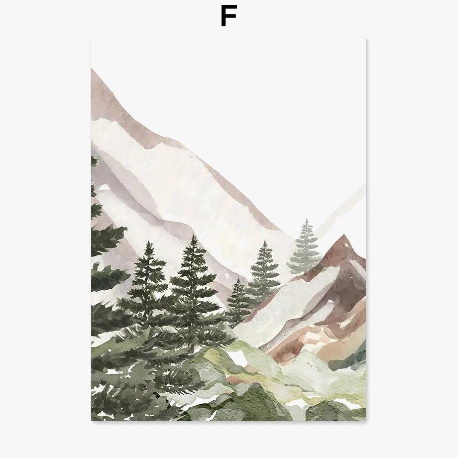 peinture abstraite forêt de montagne pour décoration bohème