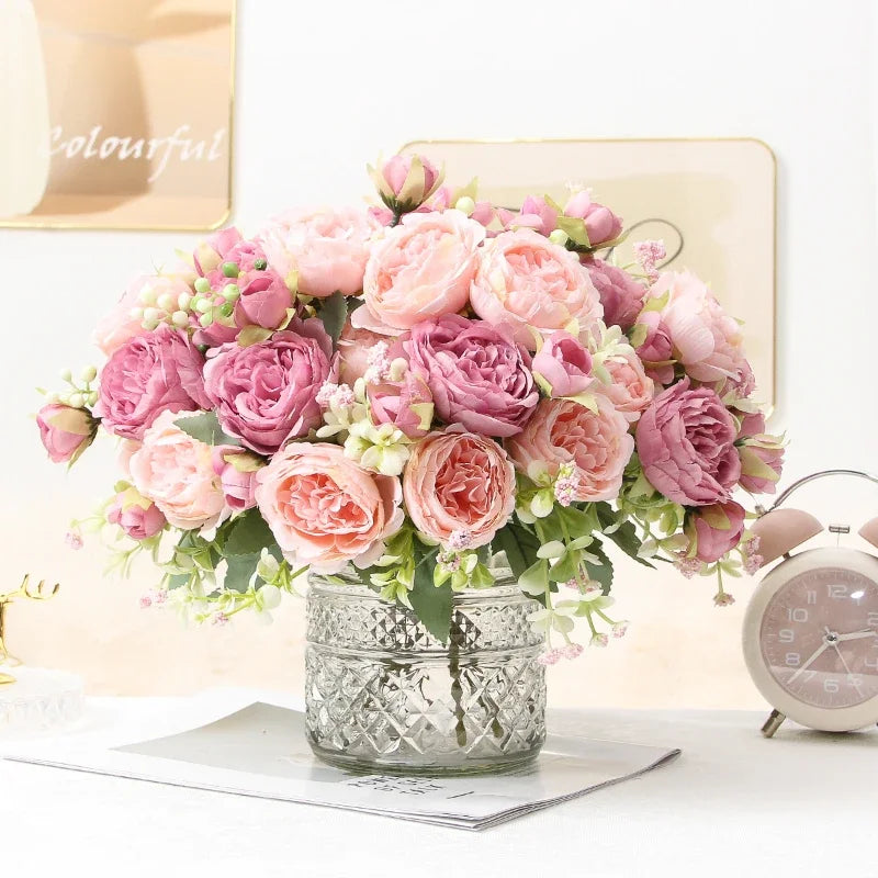 pivoines artificielles en soie pour décoration élégante et raffinée