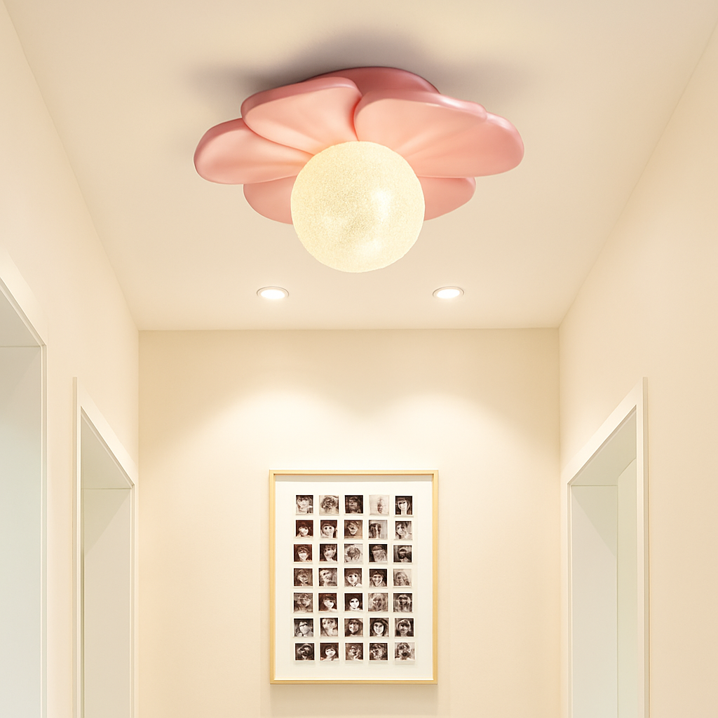 plafonnier 3d en forme de lune fleur en résine décorative - vue 4 sur 10