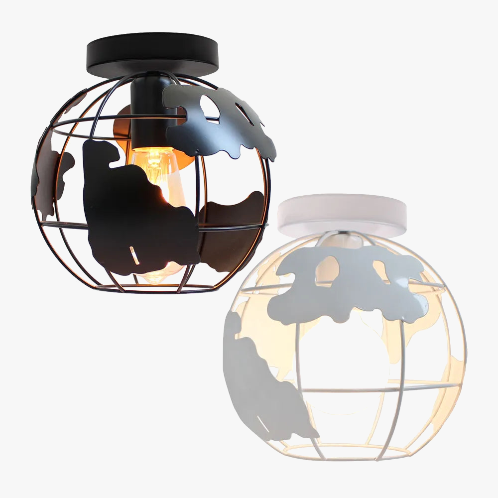 plafonnier abat-jour métallique loft cage ombre