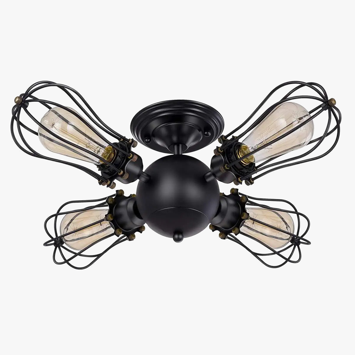 Plafonnier Cage en fer forgé noir Vintage américain