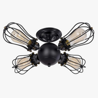 Plafonnier Cage en fer forgé noir Vintage américain