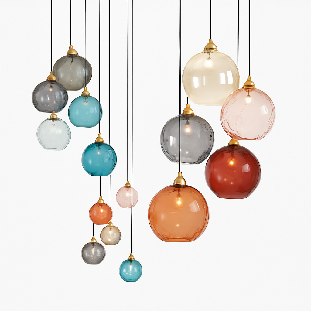 plafonnier classique en verre coloré design nordique pour intérieur - vue 4 sur 30