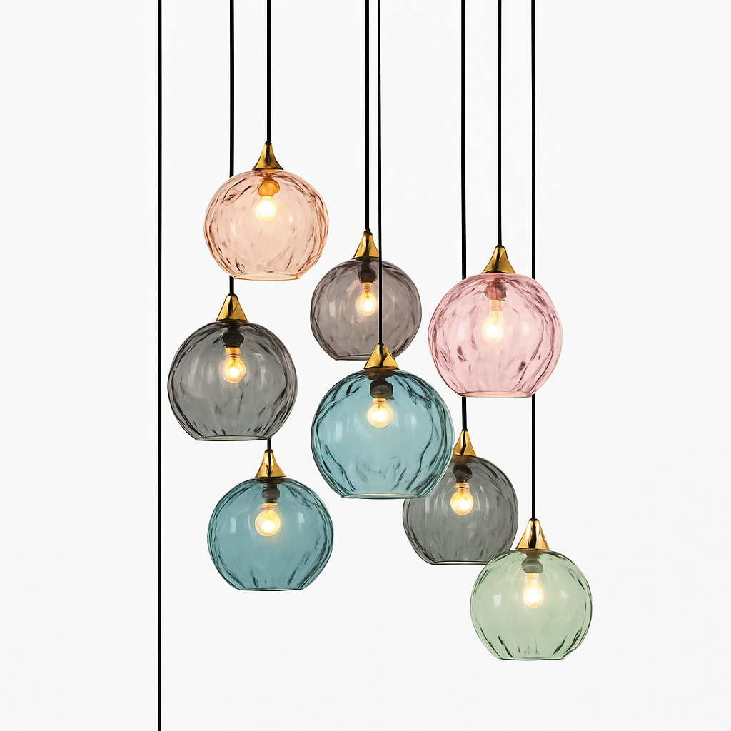 plafonnier classique en verre coloré design nordique pour intérieur - vue 7 sur 30