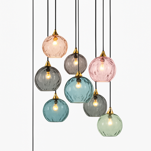 plafonnier classique en verre coloré design nordique pour intérieur