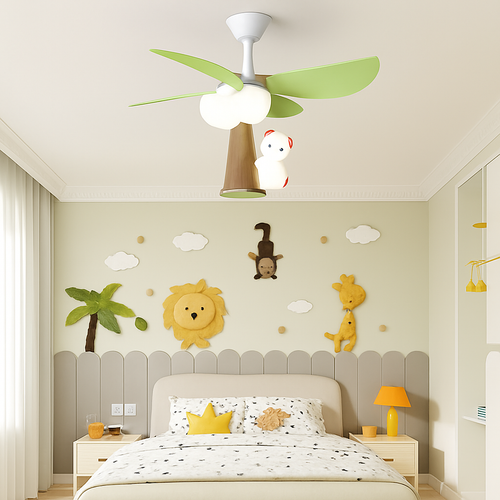 Modern creative children's ceiling light with remote control and integrated LED - vue 3 sur 6