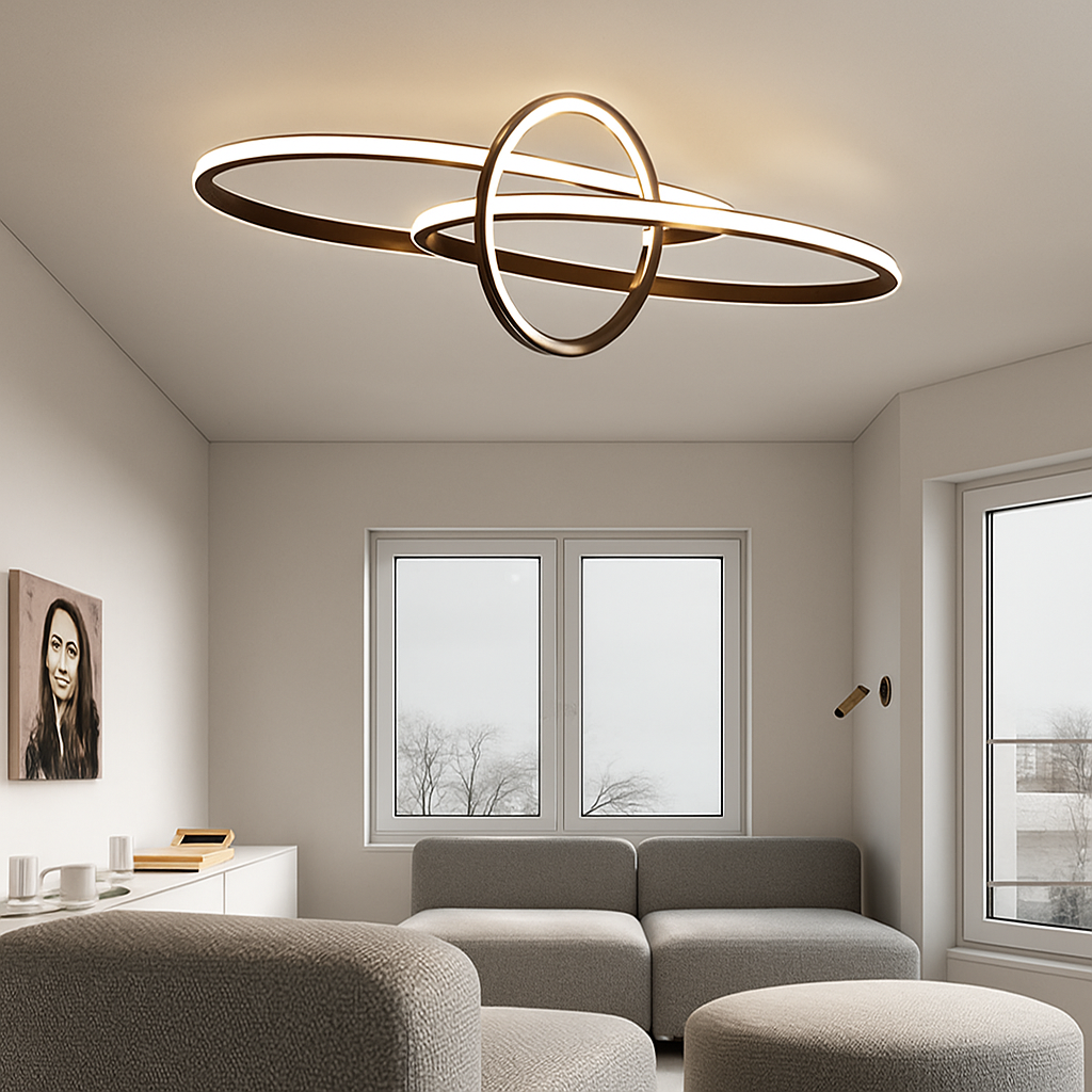 Plafonnier design LED avec anneaux imbriqués Orfa - vue 4 sur 8