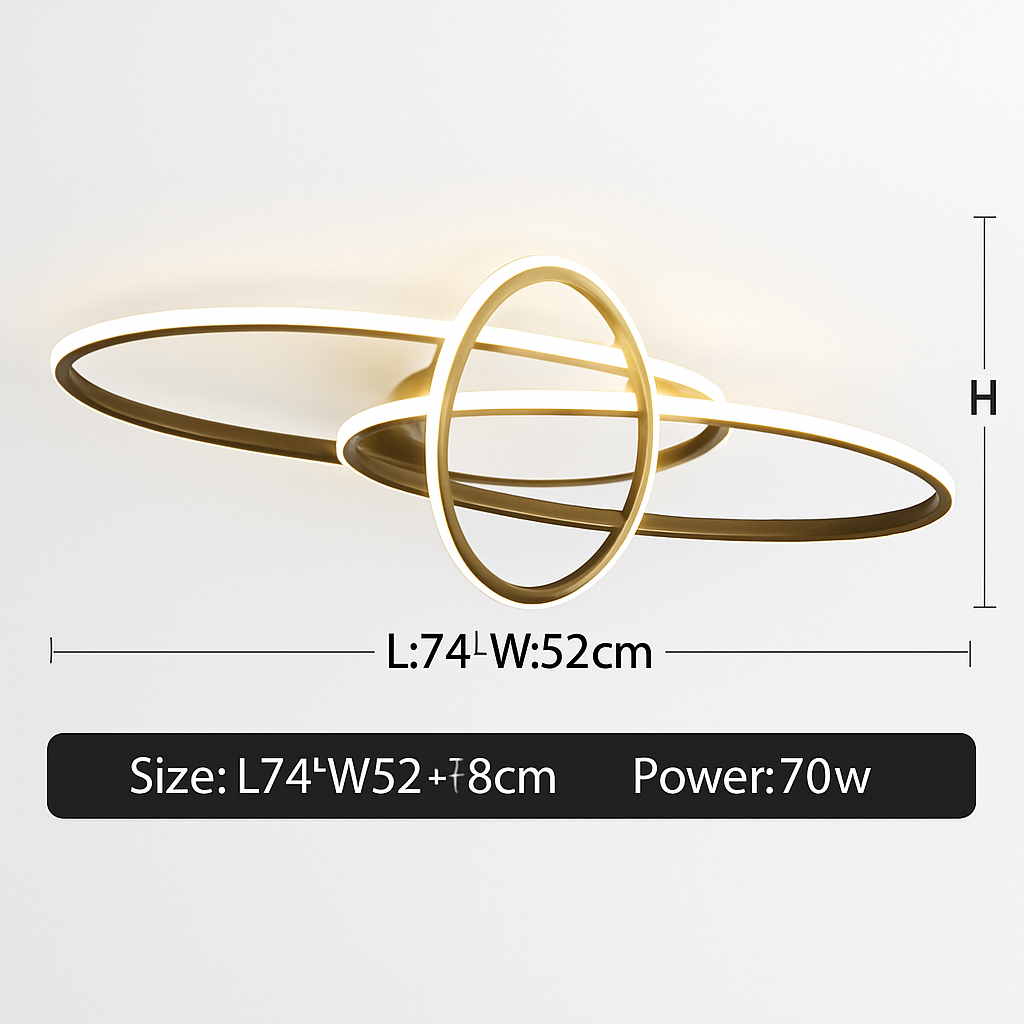 Plafonnier design LED avec anneaux imbriqués Orfa - vue 7 sur 8