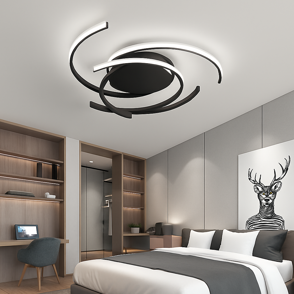 Plafonnier design LED avec des semi-cercles entrelacés Dilia - vue 5 sur 6