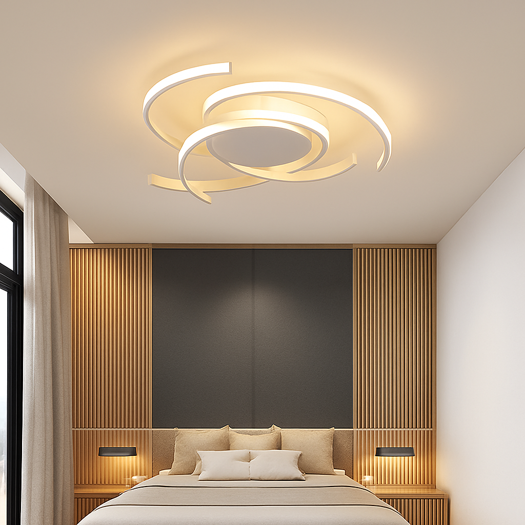 Plafonnier design LED avec des semi-cercles entrelacés Dilia - vue 7 sur 6