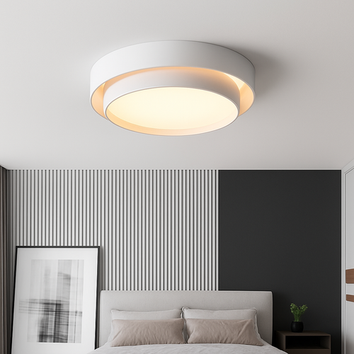 Plafonnier design LED avec double abat-jour arrondi Isaiah