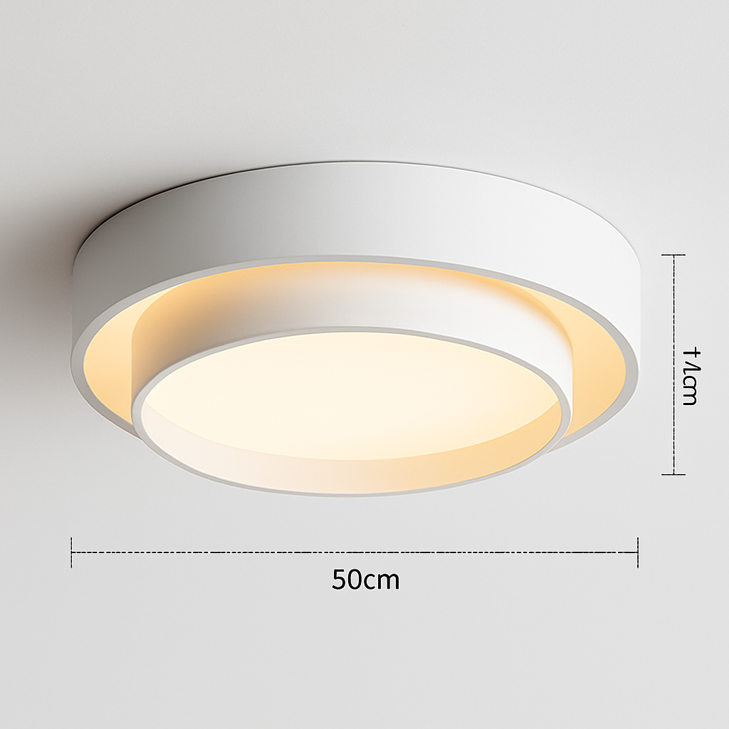 Plafonnier design LED avec double abat-jour arrondi Isaiah - vue 6 sur 5
