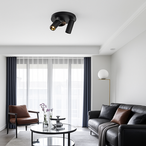 Plafonnier design à LED avec plusieurs cylindre en métal Loft