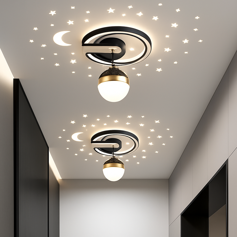 Plafonnier design LED avec projection étoiles
