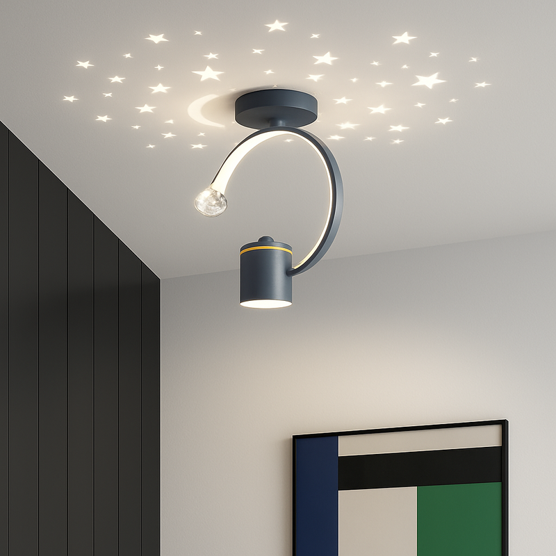 Plafonnier design LED avec projection étoiles