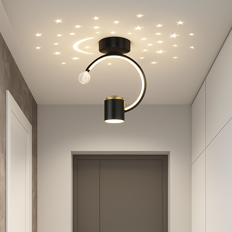 Plafonnier design LED avec projection étoiles