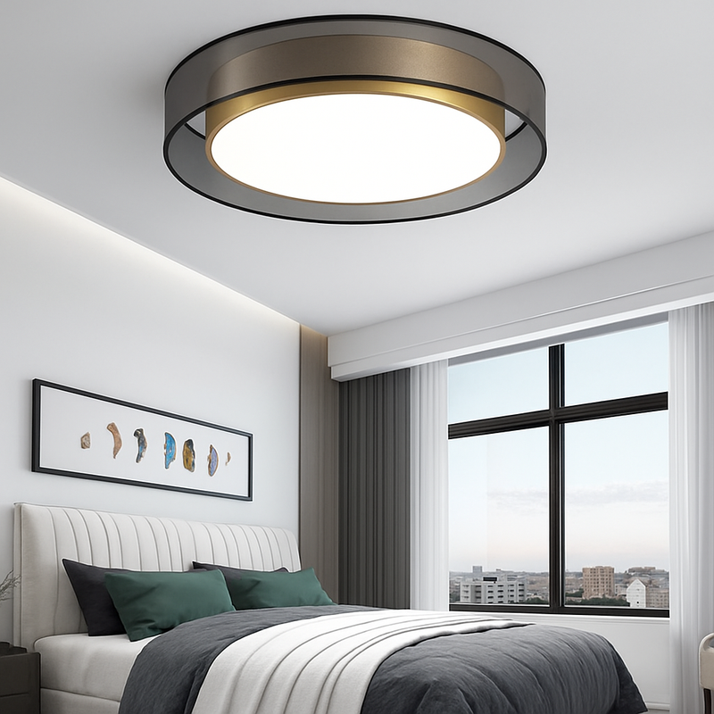 Plafonnier design LED doré avec disque Loft
