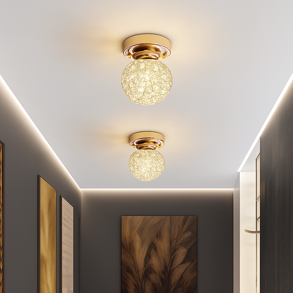 Plafonnier design LED doré en cristal luxury Tourtelle