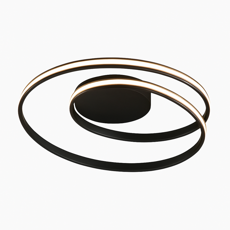 Plafonnier design LED double boucle (noir ou blanc)