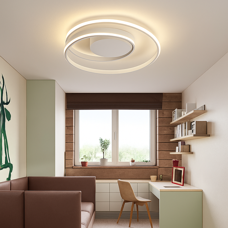 Plafonnier design LED double boucle (noir ou blanc)