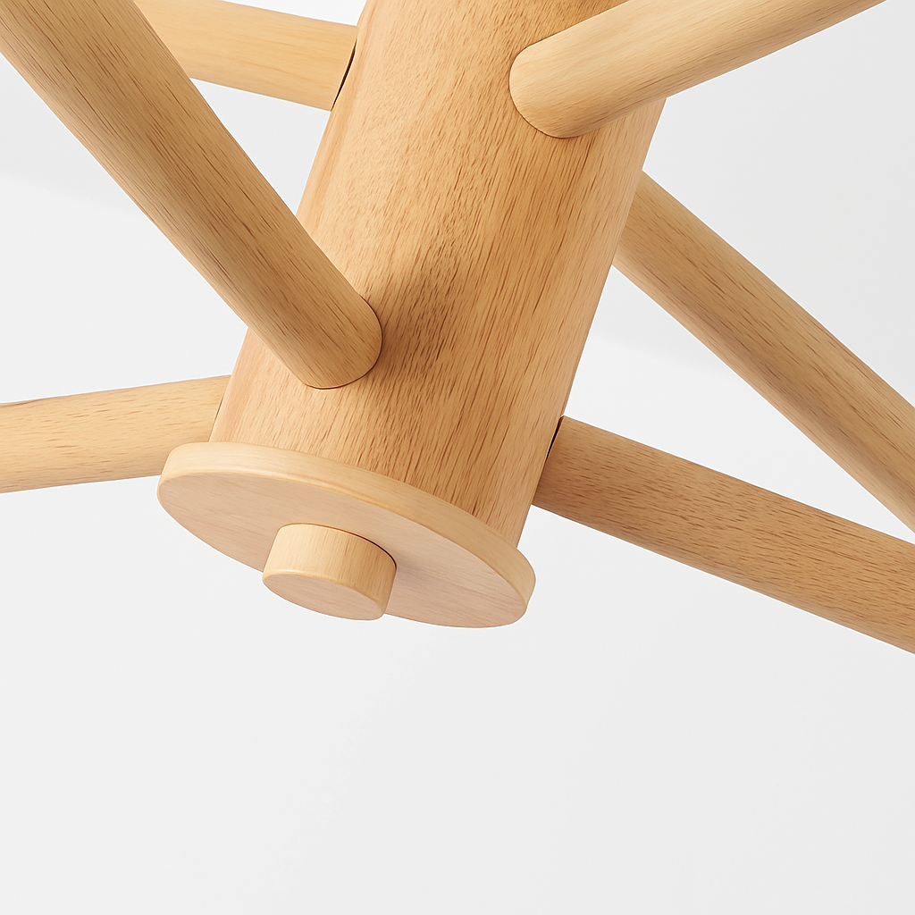plafonnier en bois avec abat-jour boule de verre design moderne - vue 5 sur 13