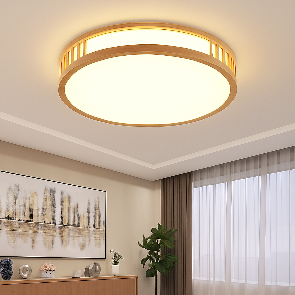 plafonnier en bois naturel à led pour décoration intérieure - vue 5 sur 14