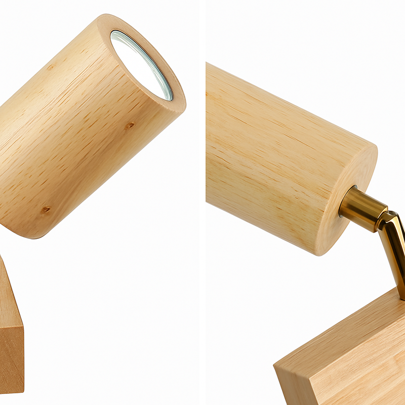 plafonnier en bois nordique avec spot rotatif et réglable