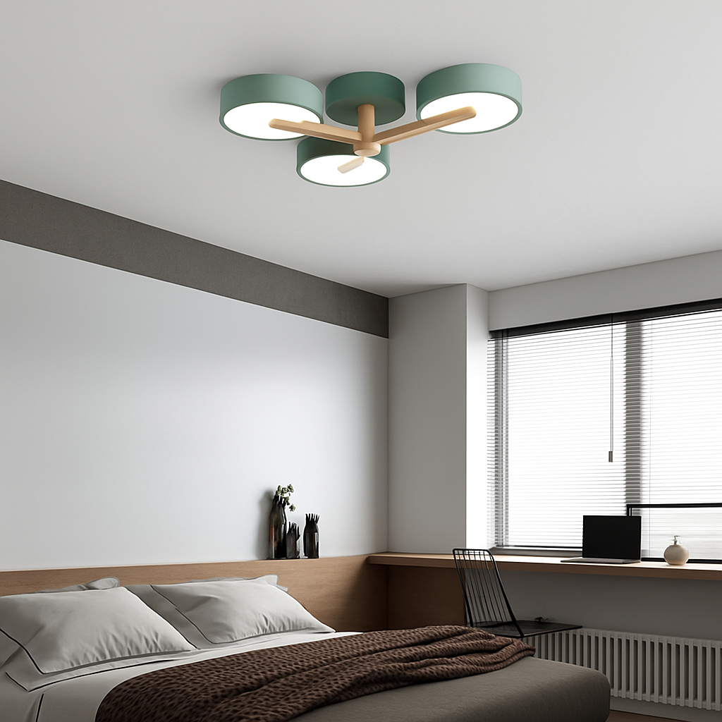 plafonnier en bois style moderne décoration intérieure lumineux design élégant - vue 5 sur 18
