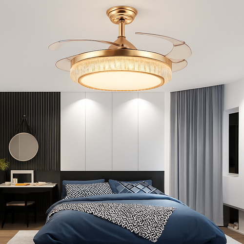 Crystal ceiling light with LED and remote control elegant design - vue 2 sur 6