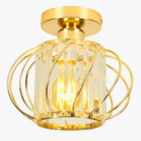 Plafonnier en cristal Mini fer rond moderne plafonnier pour salle à manger chambre cuisine couloir cour lampe d'intérieur