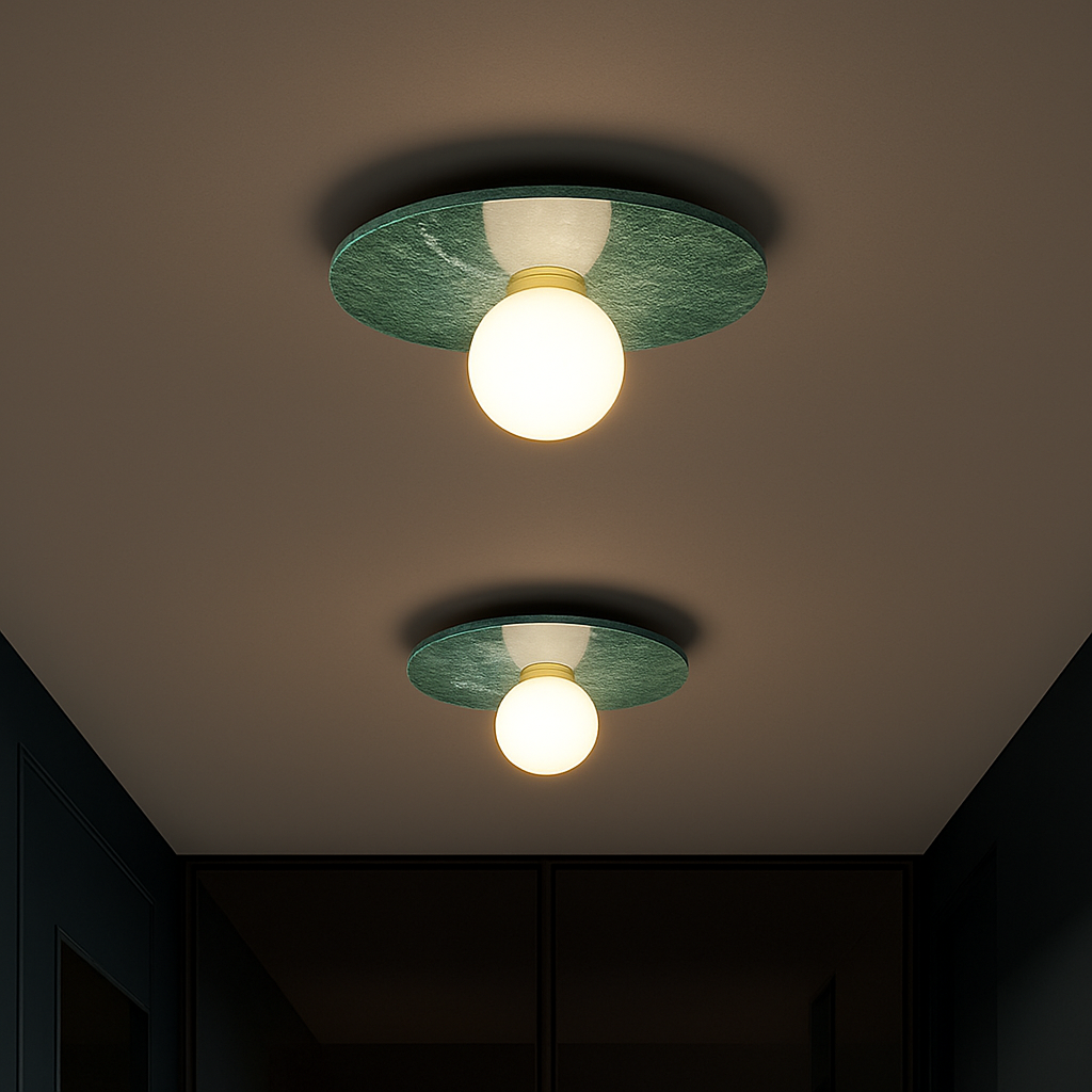 Plafonnier en marbre nordique pour la décoration intérieure salon chambre éclairage en marbre blanc noir vert pierre allée couloir lampe - vue 4 sur 9