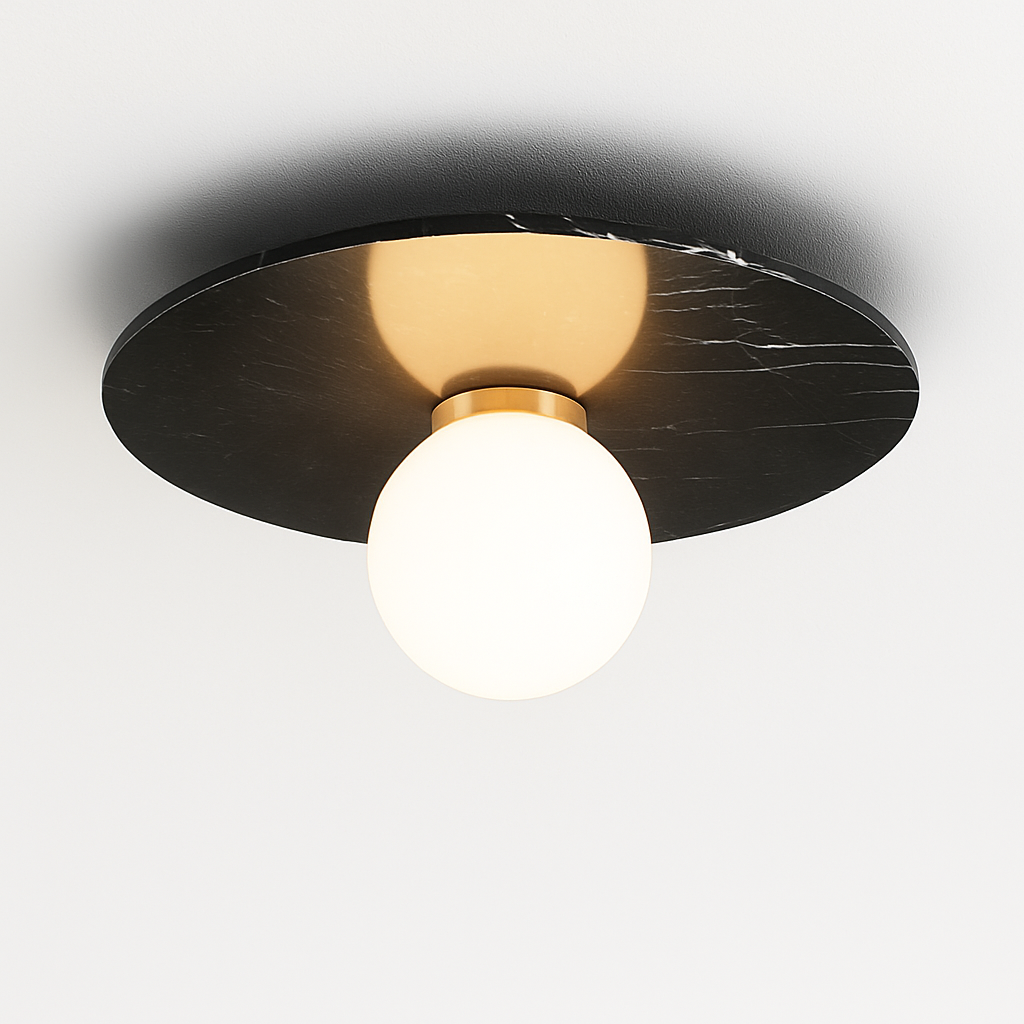Plafonnier en marbre nordique pour la décoration intérieure salon chambre éclairage en marbre blanc noir vert pierre allée couloir lampe - vue 5 sur 9