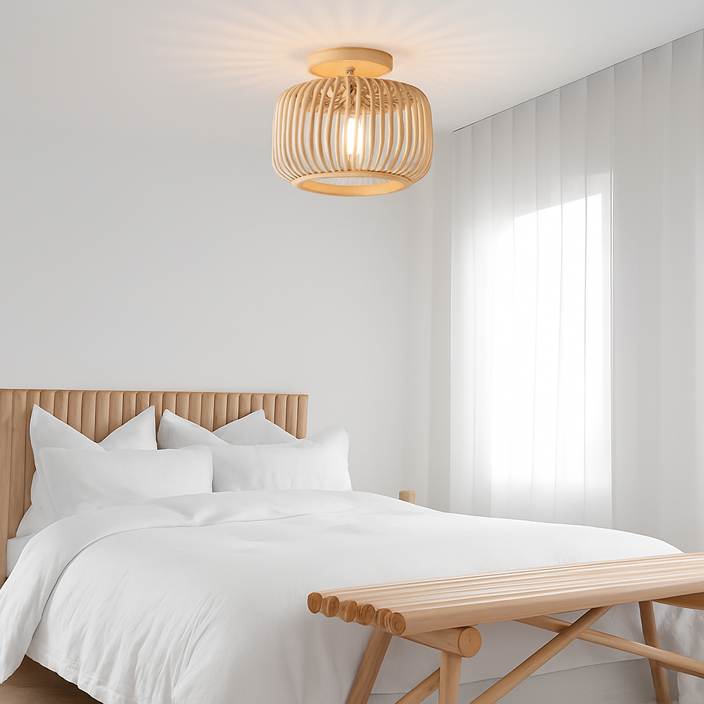 plafonnier en rotin et osier pour une décoration naturelle - vue 5 sur 8