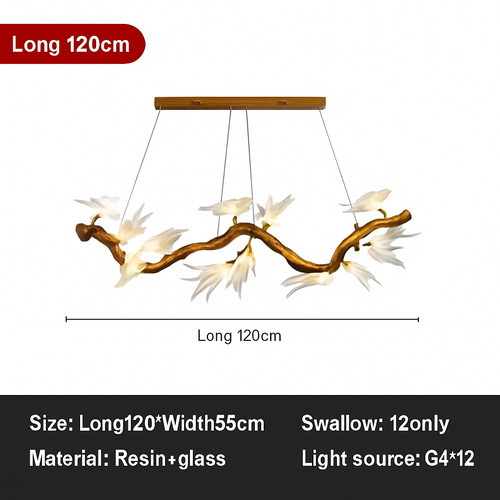 plafonnier en verre oiseau cristal avec lumière led - vue 9 sur 10