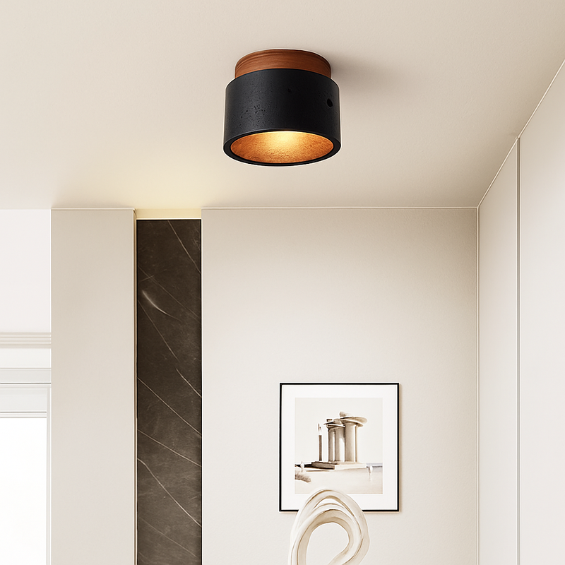 plafonnier japonais wabi-sabi en pierre pour extérieur et intérieur