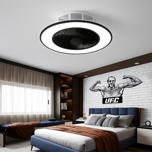 Modern LED ceiling light with fan 2021 design - vue 4 sur 10