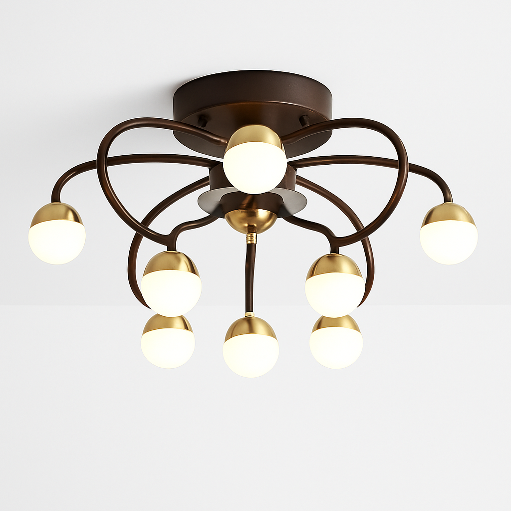 Minimalist LED glass ball ceiling light with integrated fan - vue 7 sur 9