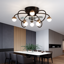 Minimalist LED glass ball ceiling light with integrated fan
