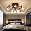 Minimalist LED glass ball ceiling light with integrated fan