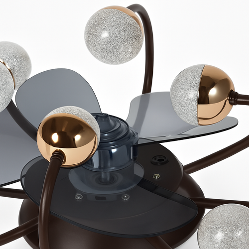 Minimalist LED glass ball ceiling light with integrated fan - vue 6 sur 9