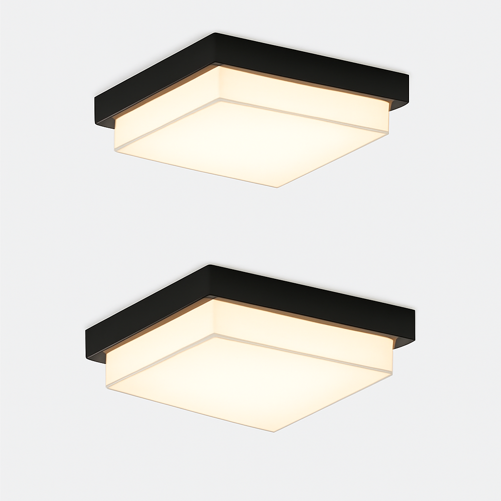 plafonnier led carré étanche pour extérieur jardin porche mur - vue 6 sur 13